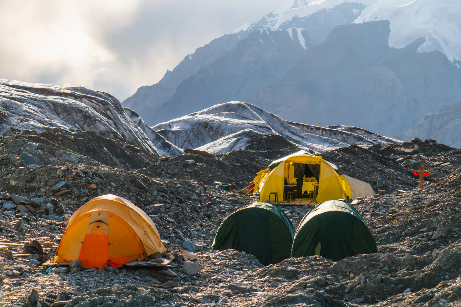 Tents in the rocky alpine desert