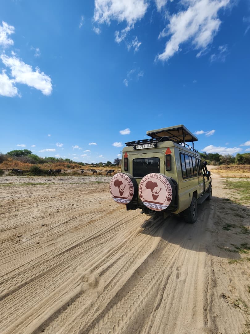 Our customised 4x4 safari vehicle on a sandy track in Tarangire